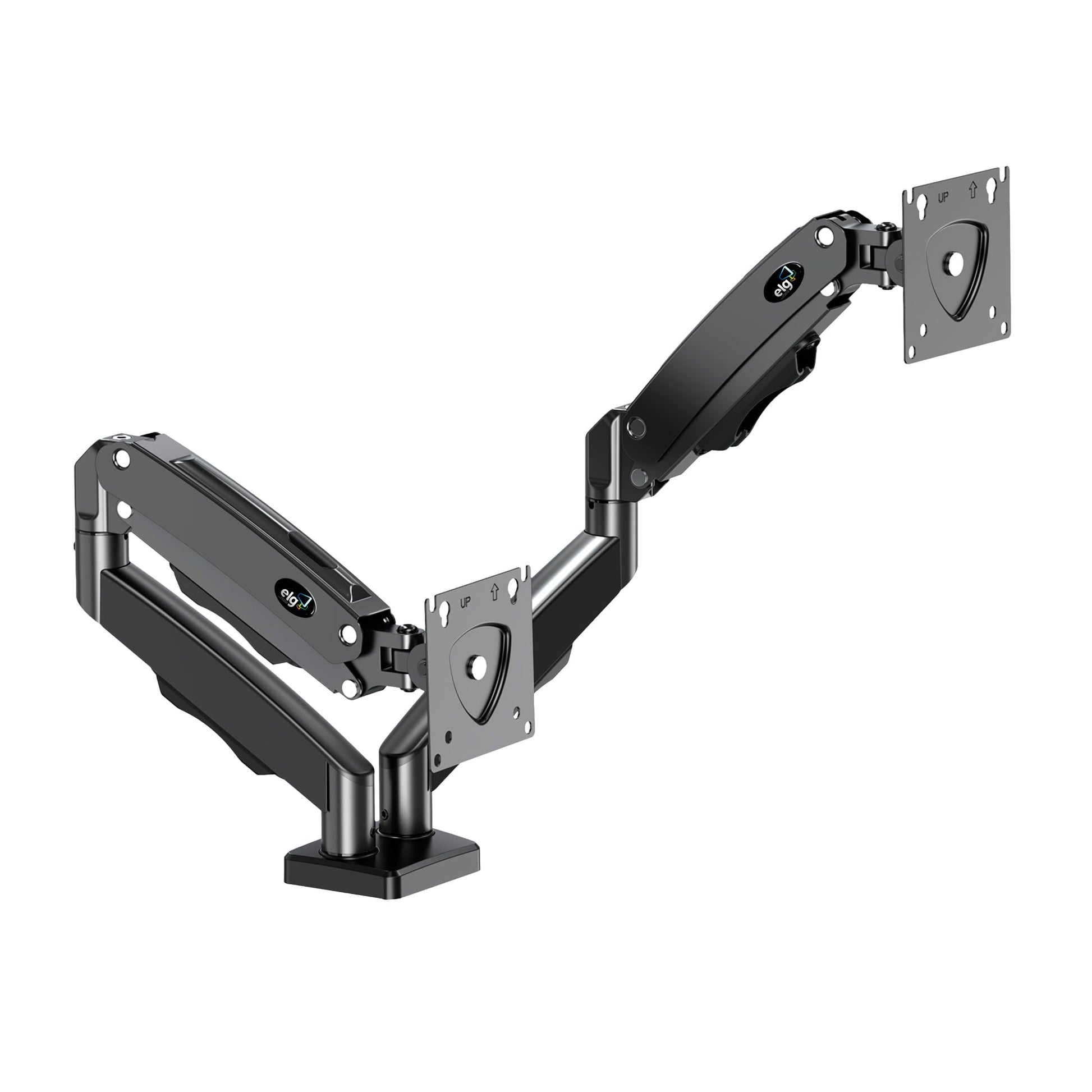 ELG Dual Monitor Stand, Gas Spring with Independent Arms, 17-35" Screens up to 19.8 lbs Each, 360°
