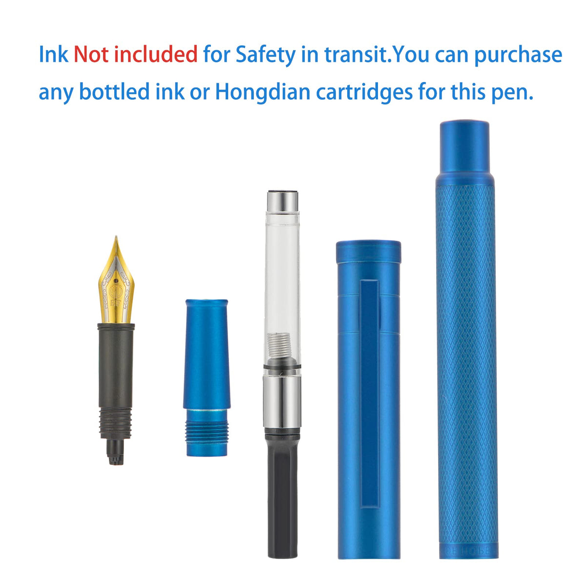 Hongdian 1851 Sky Blue Forest Fountain Pen Medium Nib, Classic Design with Converter and Metal Pen