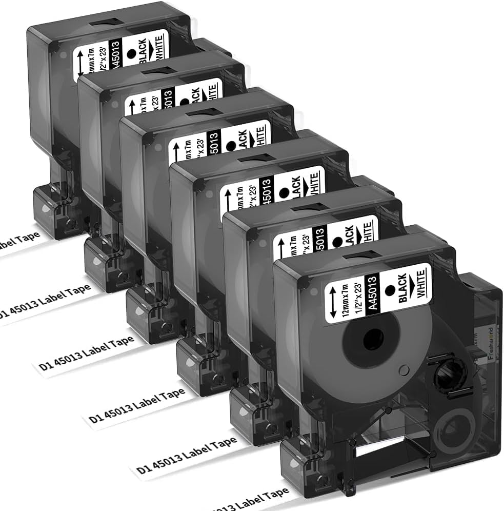 6X Replace for DYMO Label Maker Refills 1/2 in x 23Ft White 45013