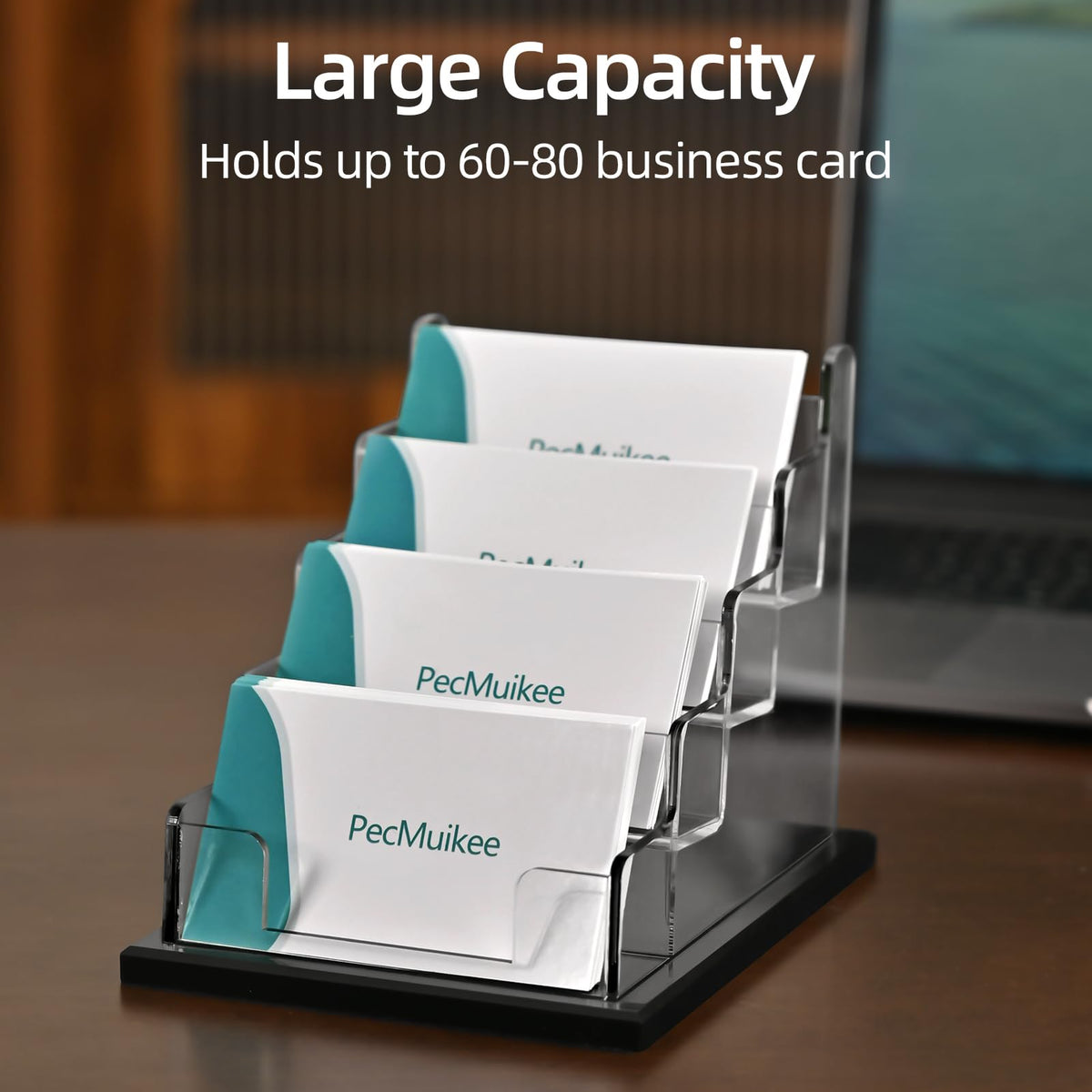 PecMuikee Business Card Holder for Desk，Acrylic Business Card Display Stand,Multiple Business Card