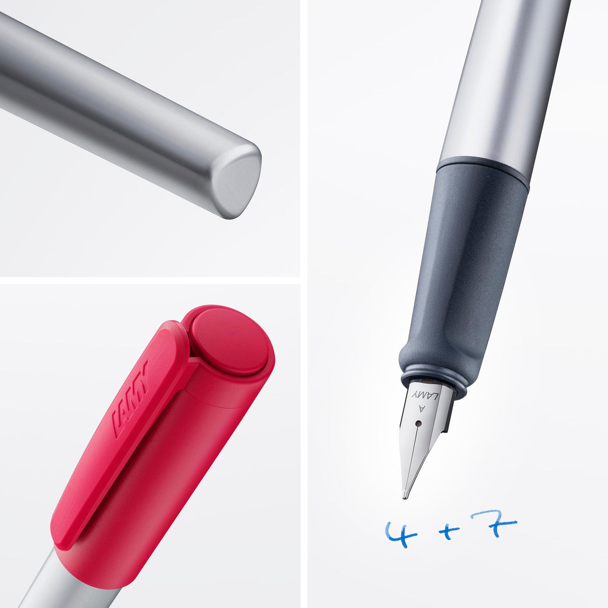 LAMY nexx crimson – Fountain Pen with slip-proof grip & polished steel nib in size A - triangular