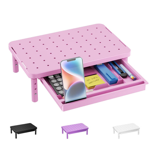 WALI Computer Monitor Stand with Storage, Monitor Riser 3 Height Adjustable