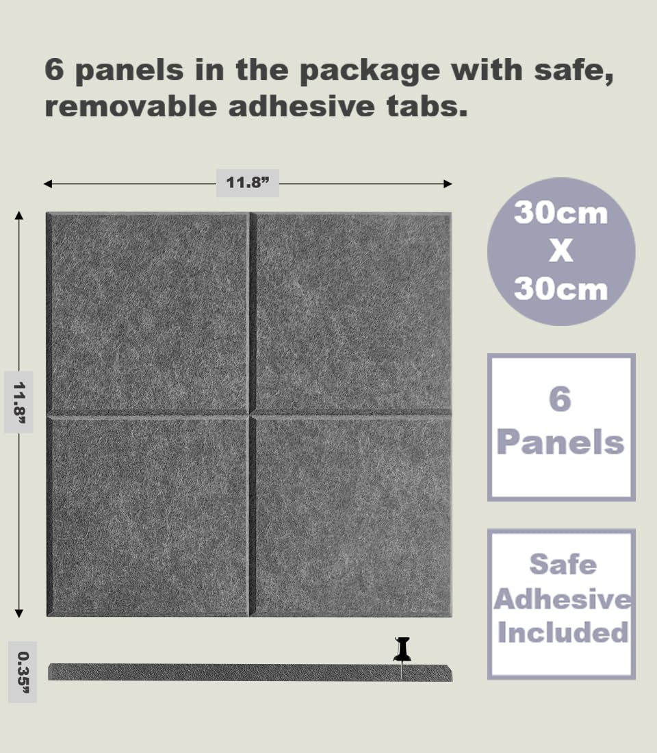 DECORITA Cork Board 24 x36 Alternative - 6 Pack Felt Wall Tiles with Safe Removable Adhesive Tabs