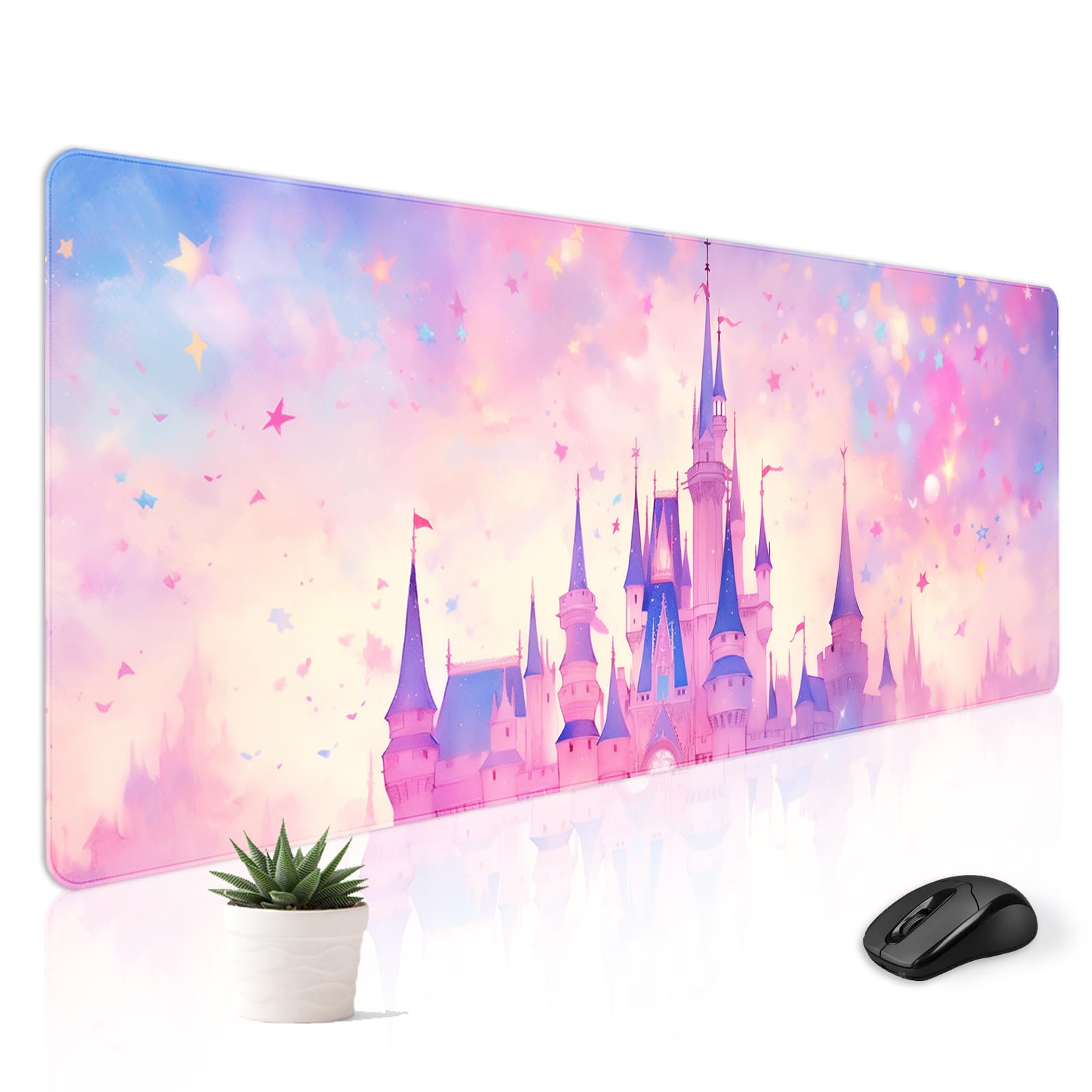 Stanoha Cute Desk Mat for Keyboard Desktop Extra Large Mouse Pad, Castle