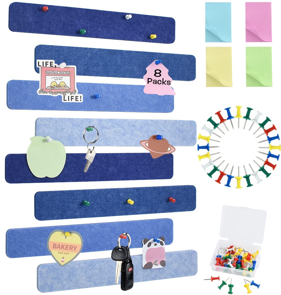 Vuzvuv 8Pcs Cork Bulletin Board Strips for Wall Office-Blue