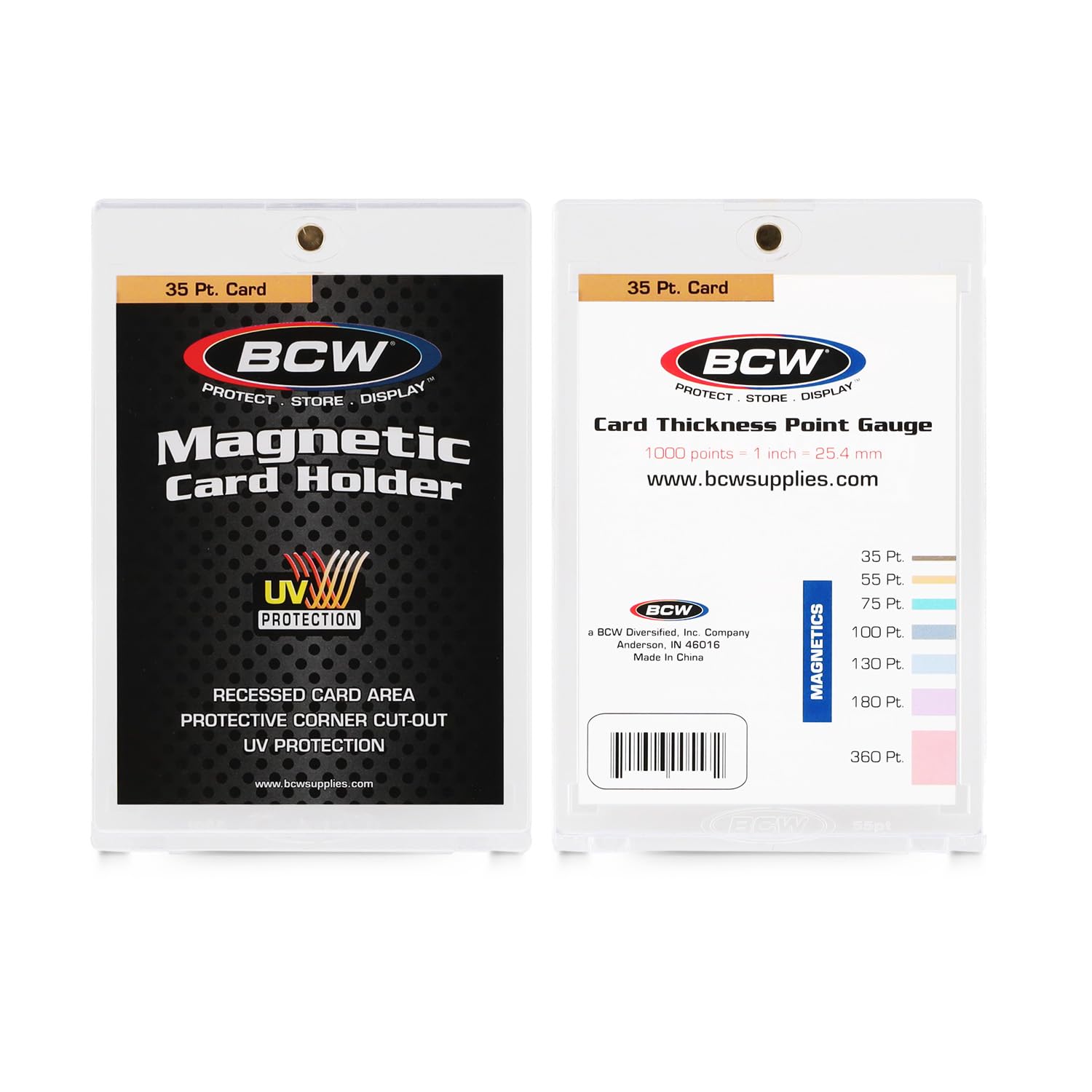 BCW Magnetic Card Holder - 35 PT Thickness - 5 Pack | Protective Display Card Case with Secure Gold