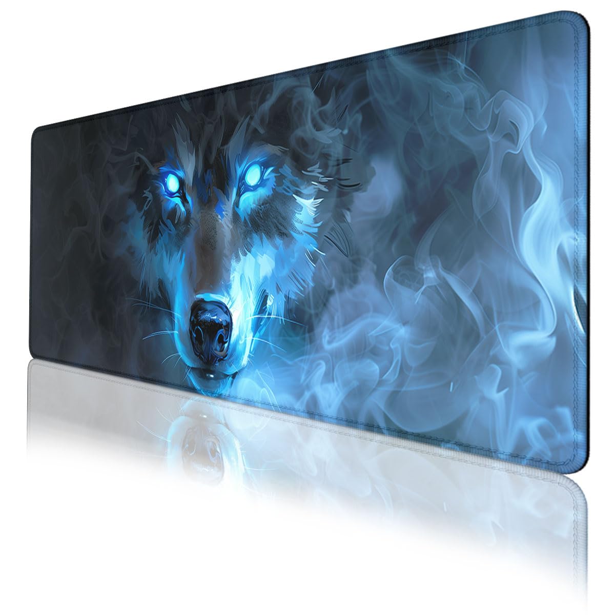 Wolf Gaming Mouse Pad Misty Wolf Blue Eye Cool Animal XL Mouse Pad Large Mousepad Extended Laptop