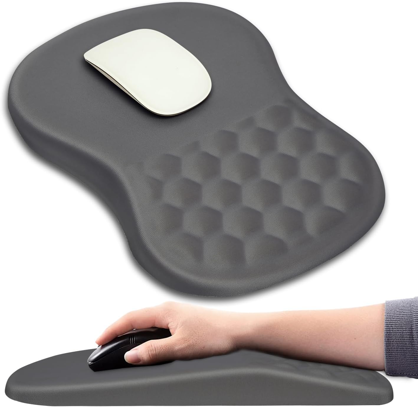 Hokafenle Ergonomic Mouse Pad Wrist Support with Massage Design, Wrist Rest Pain Relief Mousepad
