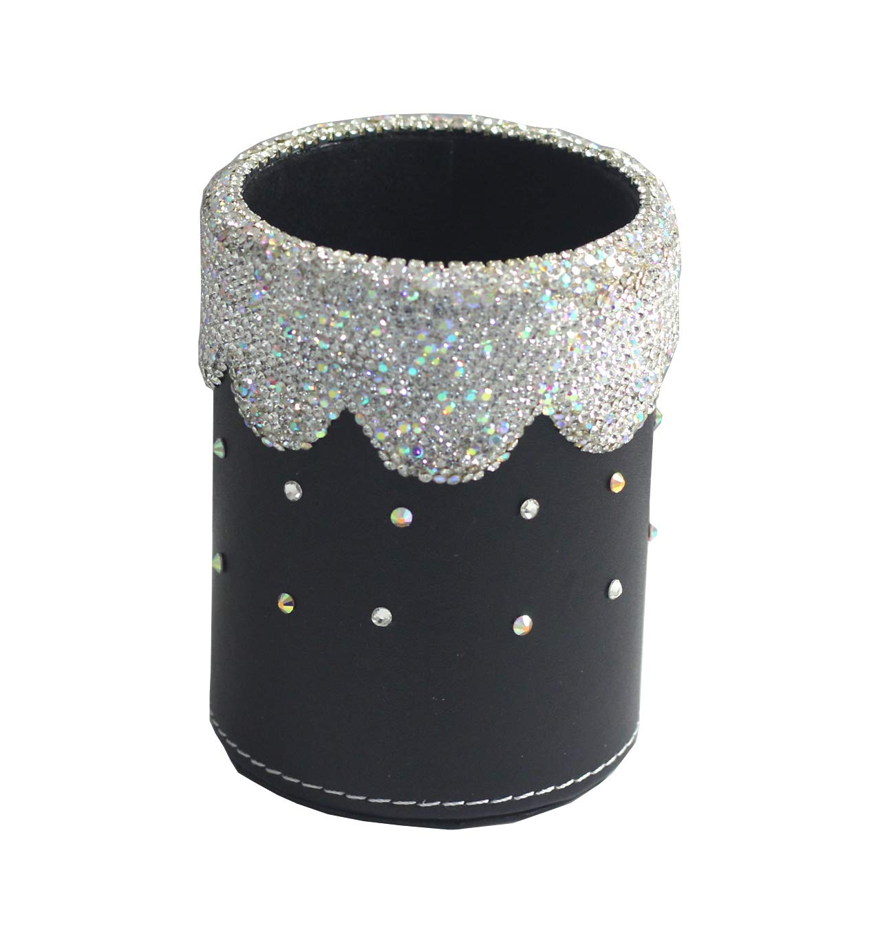 Bestbling crystal Bling Rhinestone Pen organizer Box Holder Cosmetic Container (Black Round, Medium)