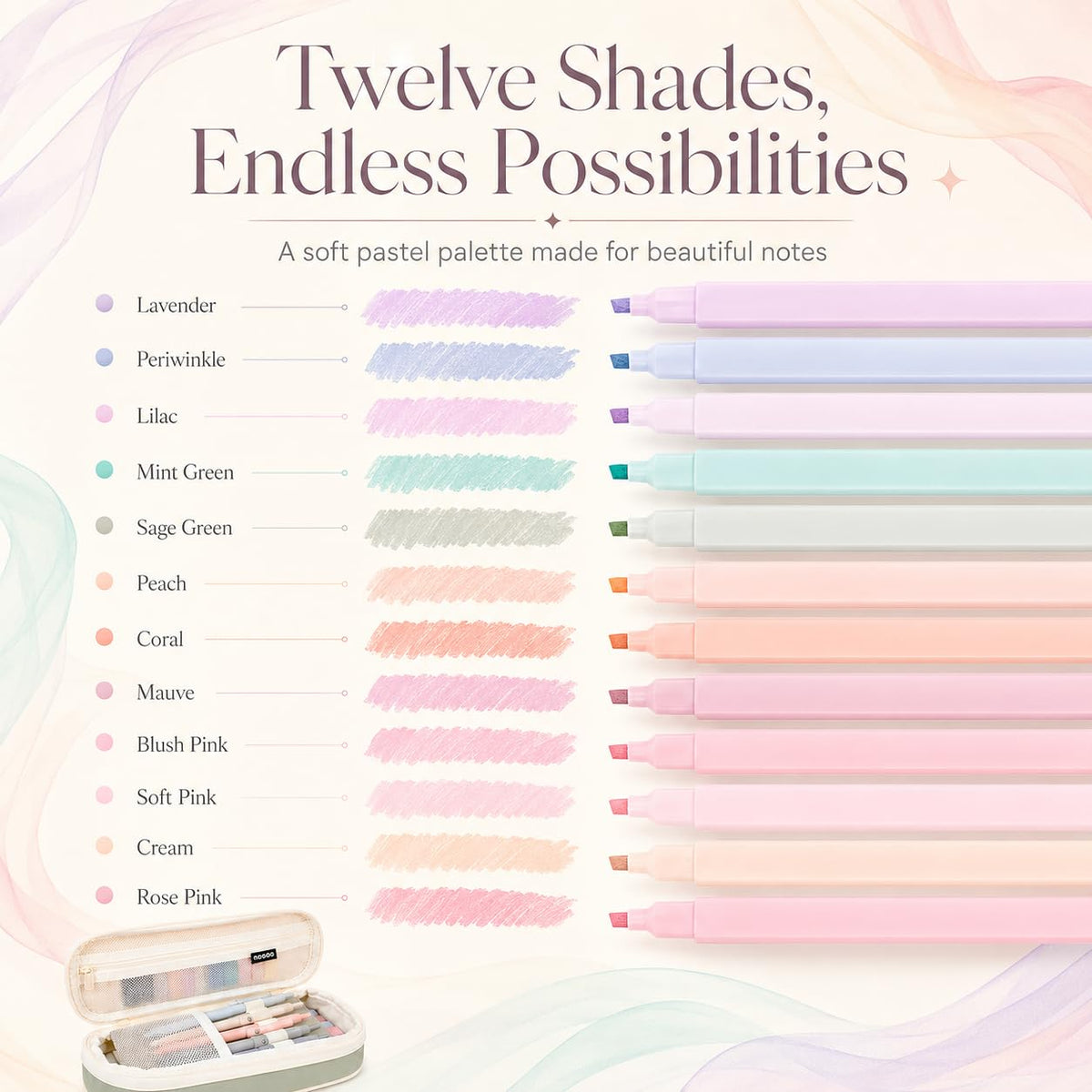 27 Pcs Aesthetic School Supplies Include 12 Pcs Aesthetic Highlighters Bible 1 Ppcs Big apacity Pen