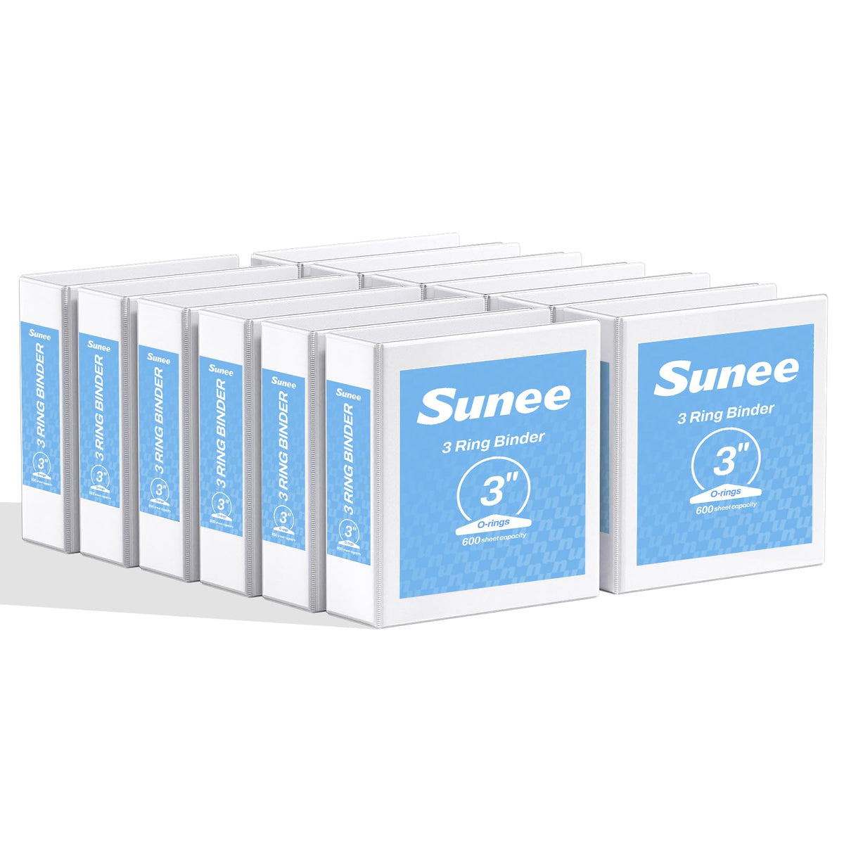 SUNEE 3 Inch Binders 3 Ring 12 Pack, Large 3" Clear View Binders Bulk Three Ring PVC-Free (Fit
