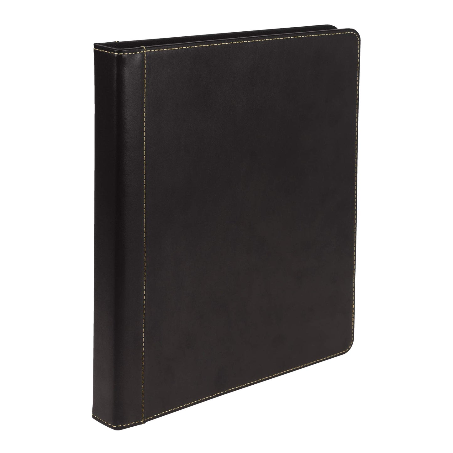 Samsill 0.5 Inch 3 Ring Binder, Leather, Black with Contrast Stitching, 8.5X 11 Inch, 3 Rings