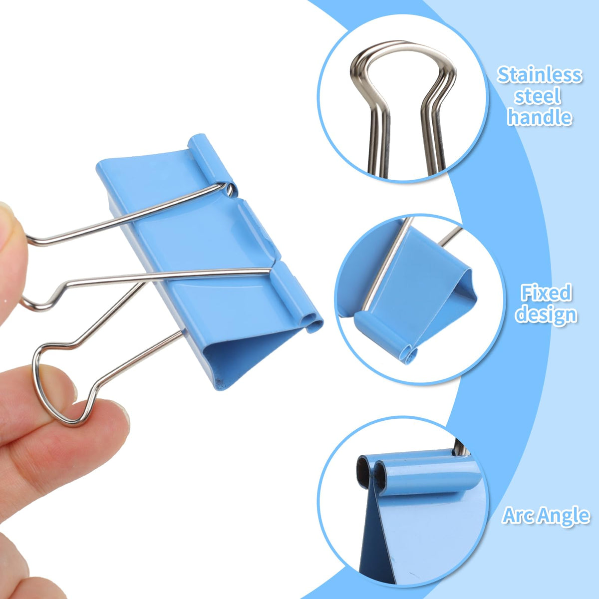 Joyberg 125Pcs Binder Clips Colored, Binder Clips Assorted Sizes, 6 Sizes Binder Paper Clips for