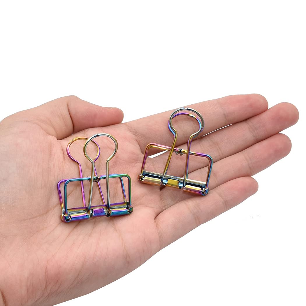 Binder Clips Paper Clamps 32mm Clips for Office School Supplies (Rainbow Colors)