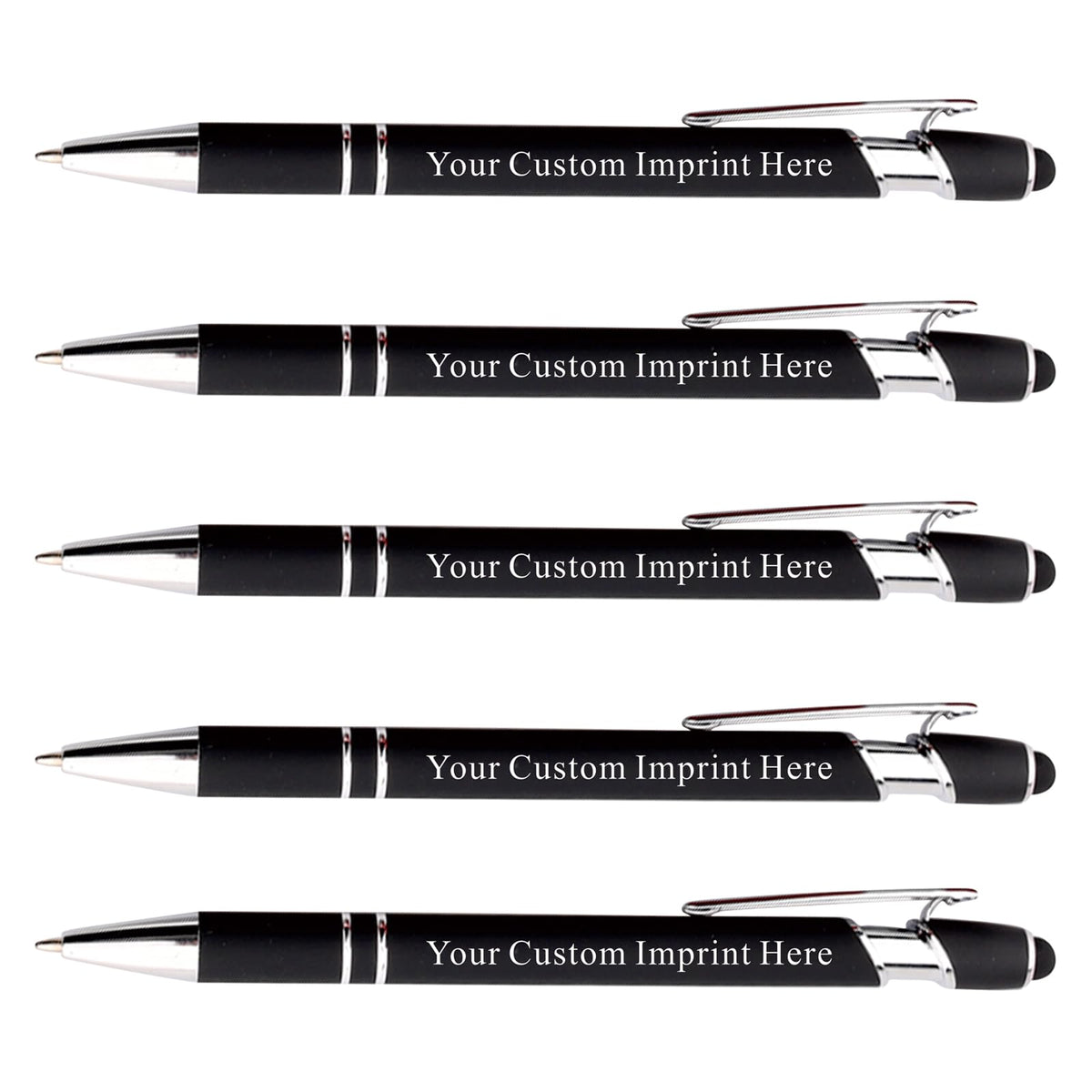 Schivity - Personalized Pens with Stylus - Custom Metallic Printed Name Pens with Black Ink