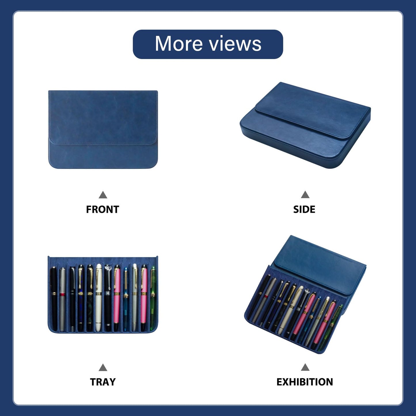 MIVLXLX 12 Slot Fountain Pen Case, Handmade Magnetic,Christmas Gift(blue)