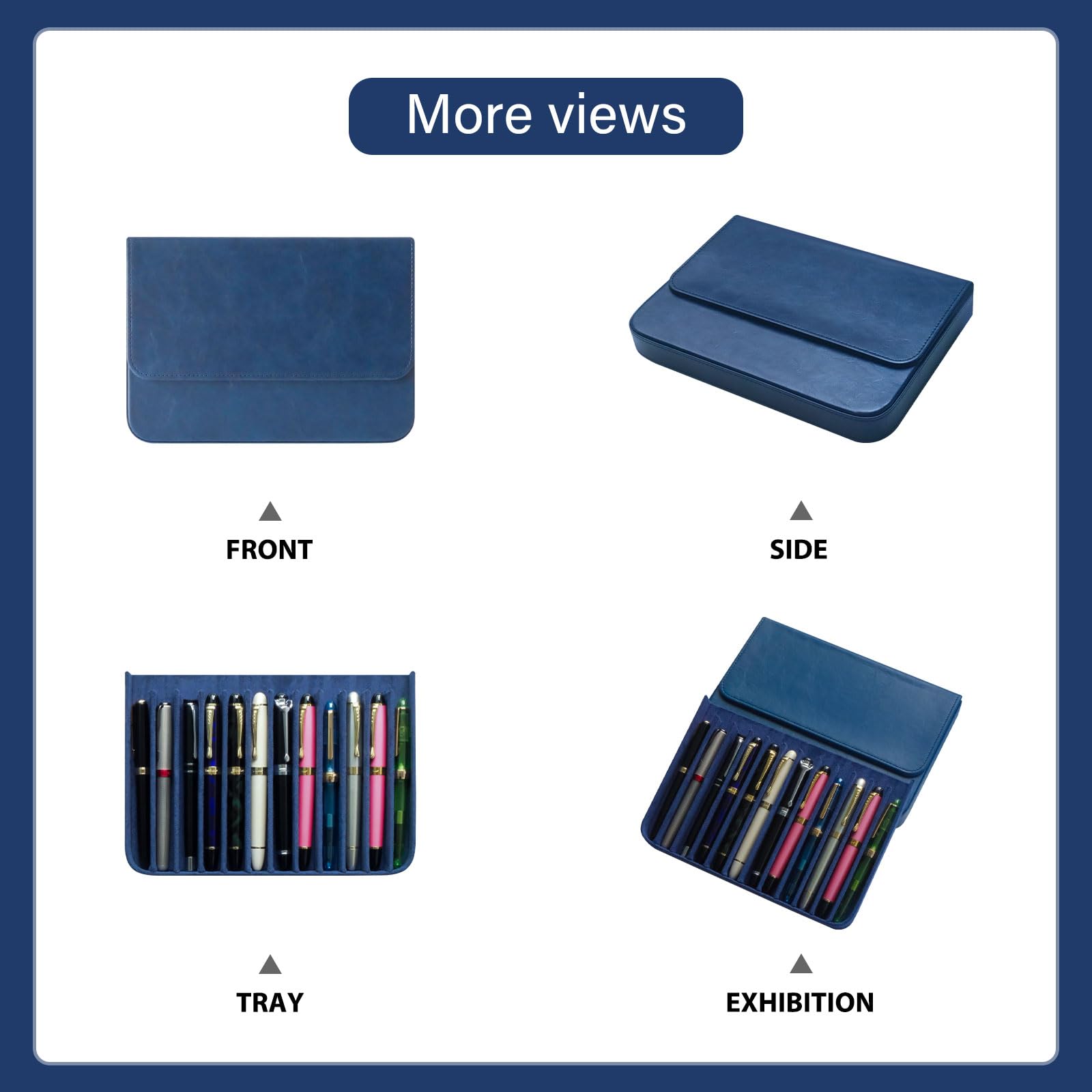 MIVLXLX 12 Slot Fountain Pen Case, Handmade Magnetic,Christmas Gift(blue)