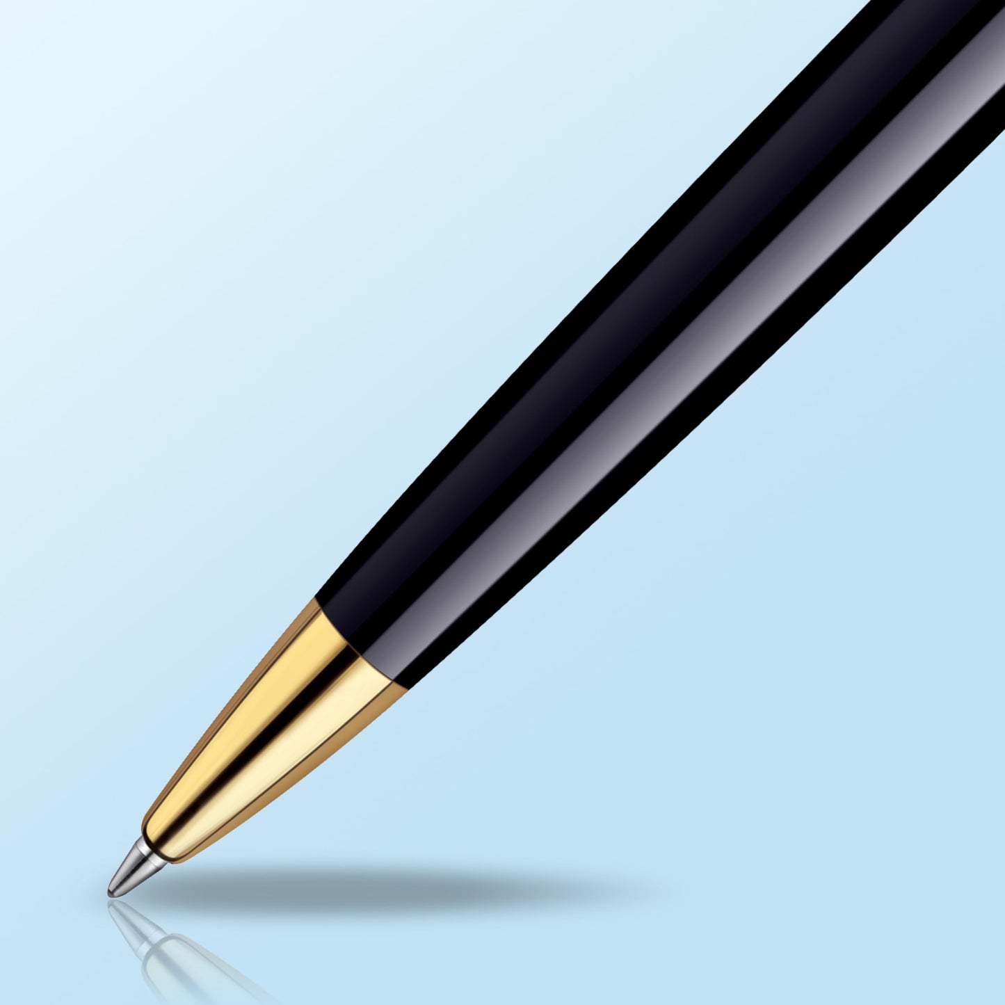 Waterman Hémisphère Ballpoint Pen | Gloss Black with 23k Gold Trim | Medium Point | Blue Ink | Gift