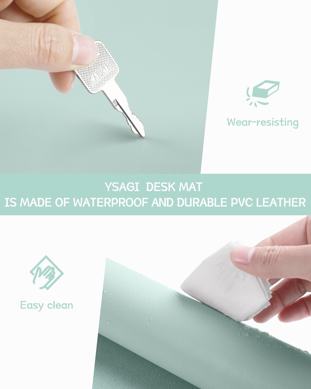 YSAGi Non-Slip Leather Desk Pad L Size, Waterproof Laptop Computer Desk Keyboard Mat, Table