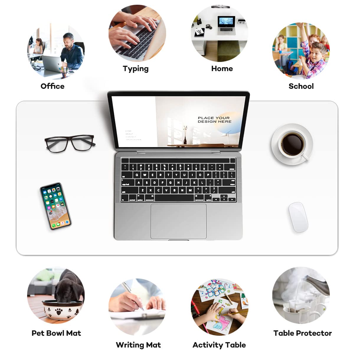Provalley Clear Writing Desk Pad 17 x 36 Inch Waterproof PVC Desk Table Cover Protector on Top of