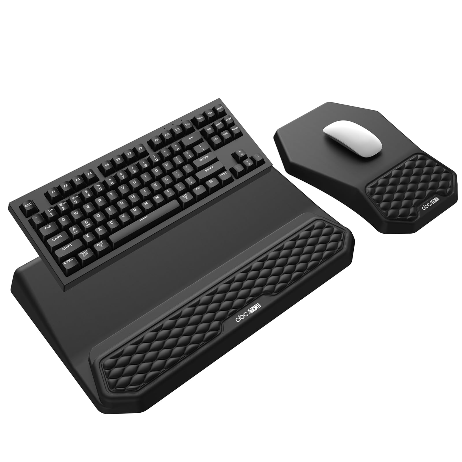 3-in-1 Ergonomic Keyboard Stand with Wrist Rest & Mouse Pad Set, Black