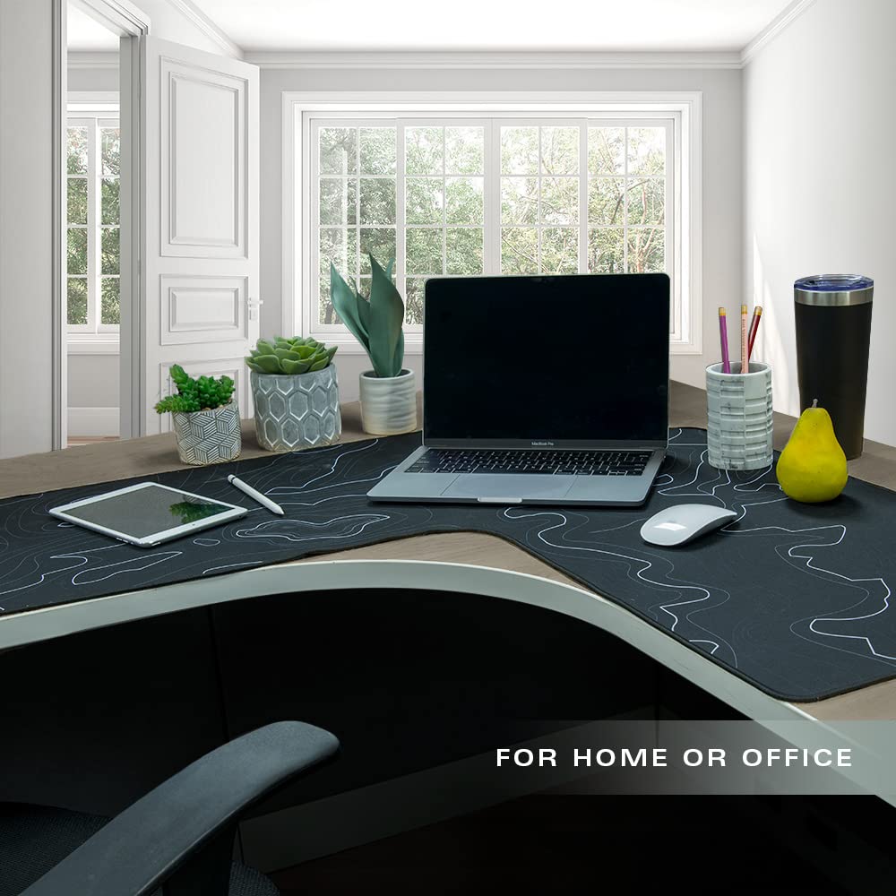 Con-Tact Brand XL Extended Mouse Pad - L-Shaped Desk Mat with Stitched Edges - Non-Slip