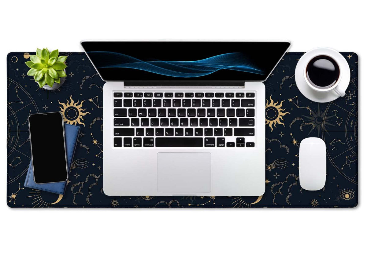SSOIU Zodiac Wheel Desk Mat, Celestial Desk Pad, Astrology Large Gaming Mouse Pad 35.5x15.7inch XXL