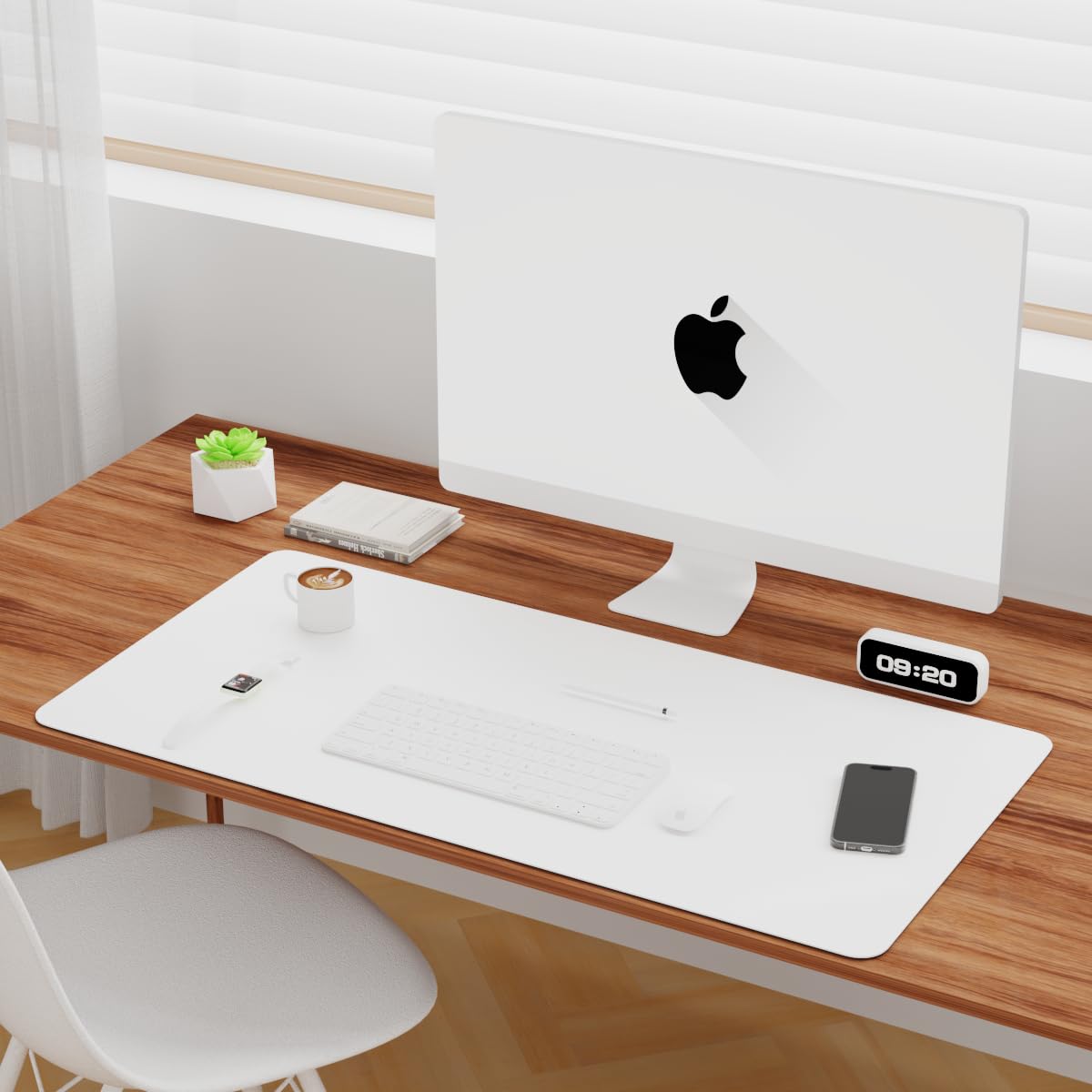 KINGFOM Desk Pad Office Desktop Protecter, PU Leather Desk Mat Blotters Organizer with Comfortable