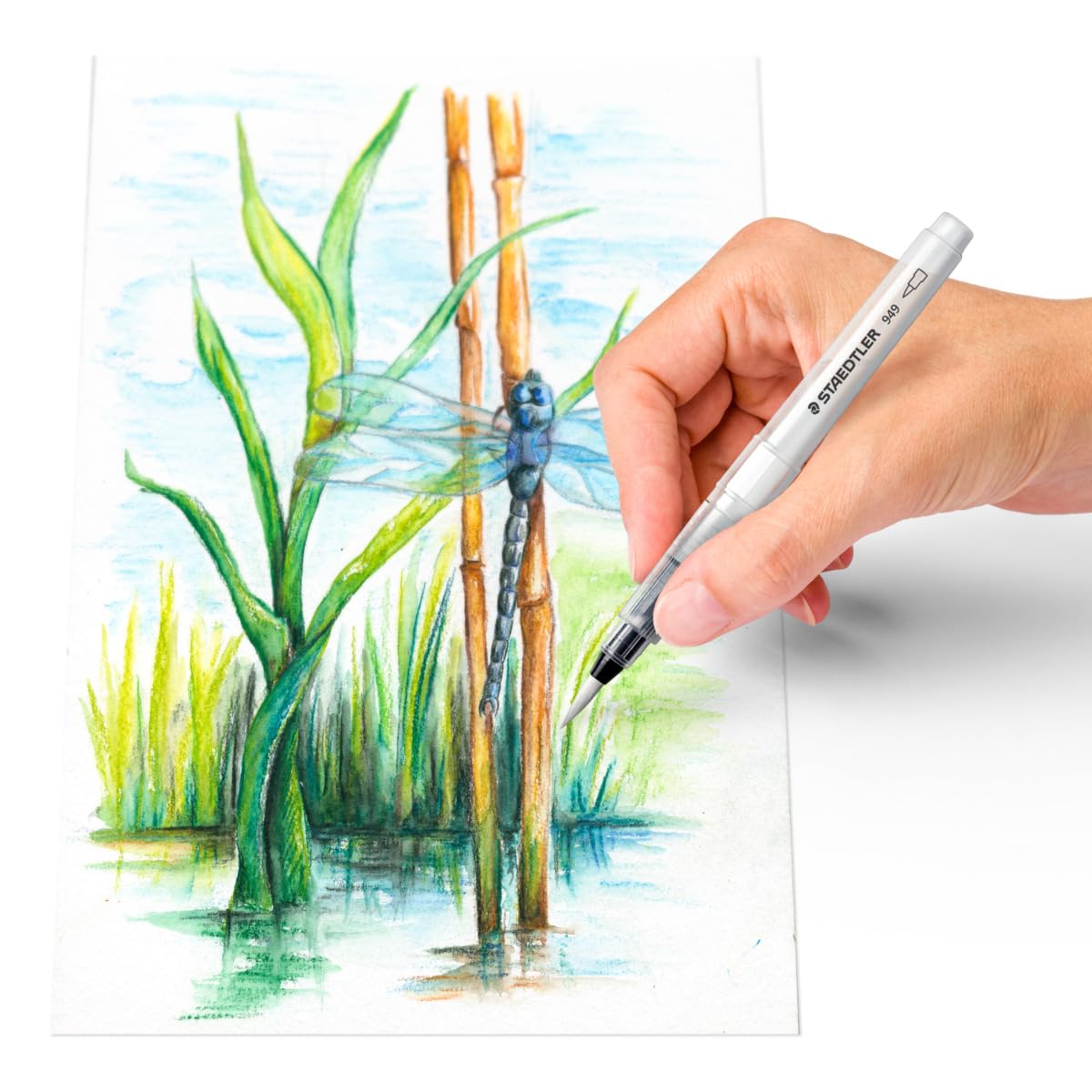 Staedtler Refillable Water Brush, for Watercolor Effects and Blending, 4 Assorted Tip Sizes