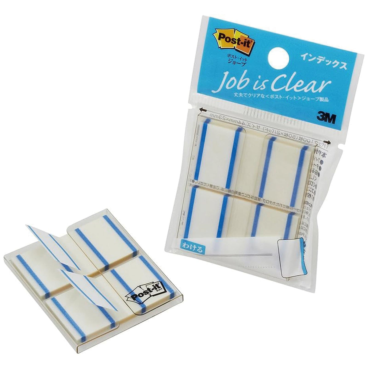 Post-it 682-1-B Sticky Notes Film, Index, Blue, 1.7 x 0.9 inches (44 x 23 mm), 1 Bag (50 Sheets x 2