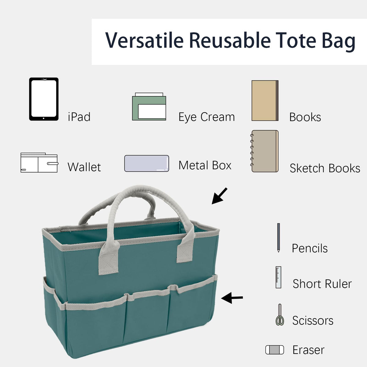 Cupohus Art Organizer Craft Storage Tote Bag with Multiple Pockets (Green)