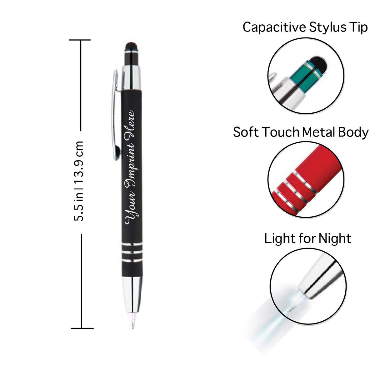 ExpressDesigns™ - Personalized Pens Gift Set - 2 Pack of | LED Flashlight Soft Touch Metal Pens