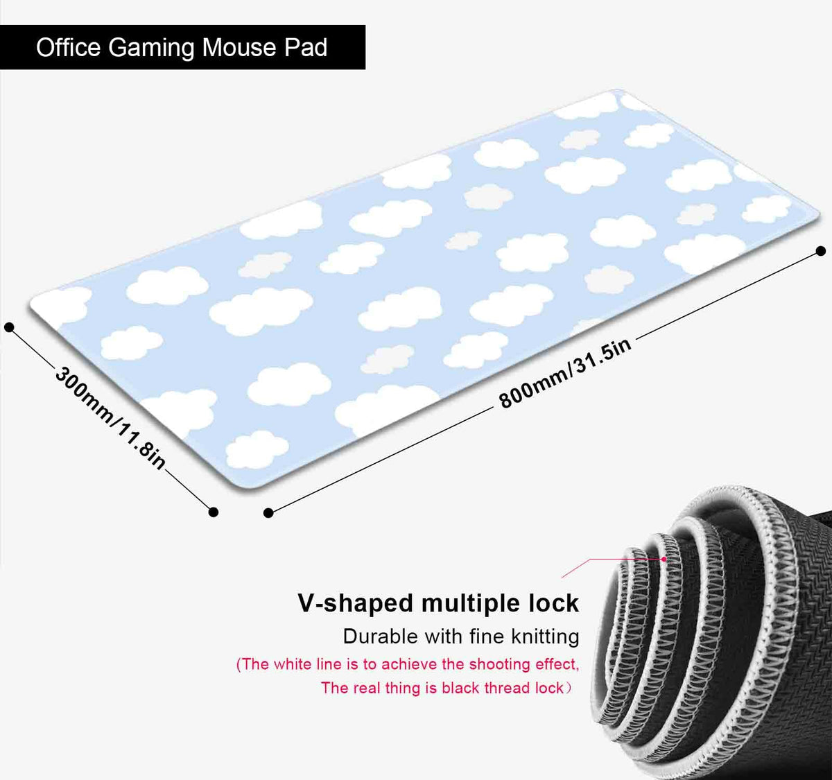 SXCKANG Cute Desk Pad, Blue Sky with Clouds Desk Mat, Large Mouse Pad, Protector Pad, Non-Slip