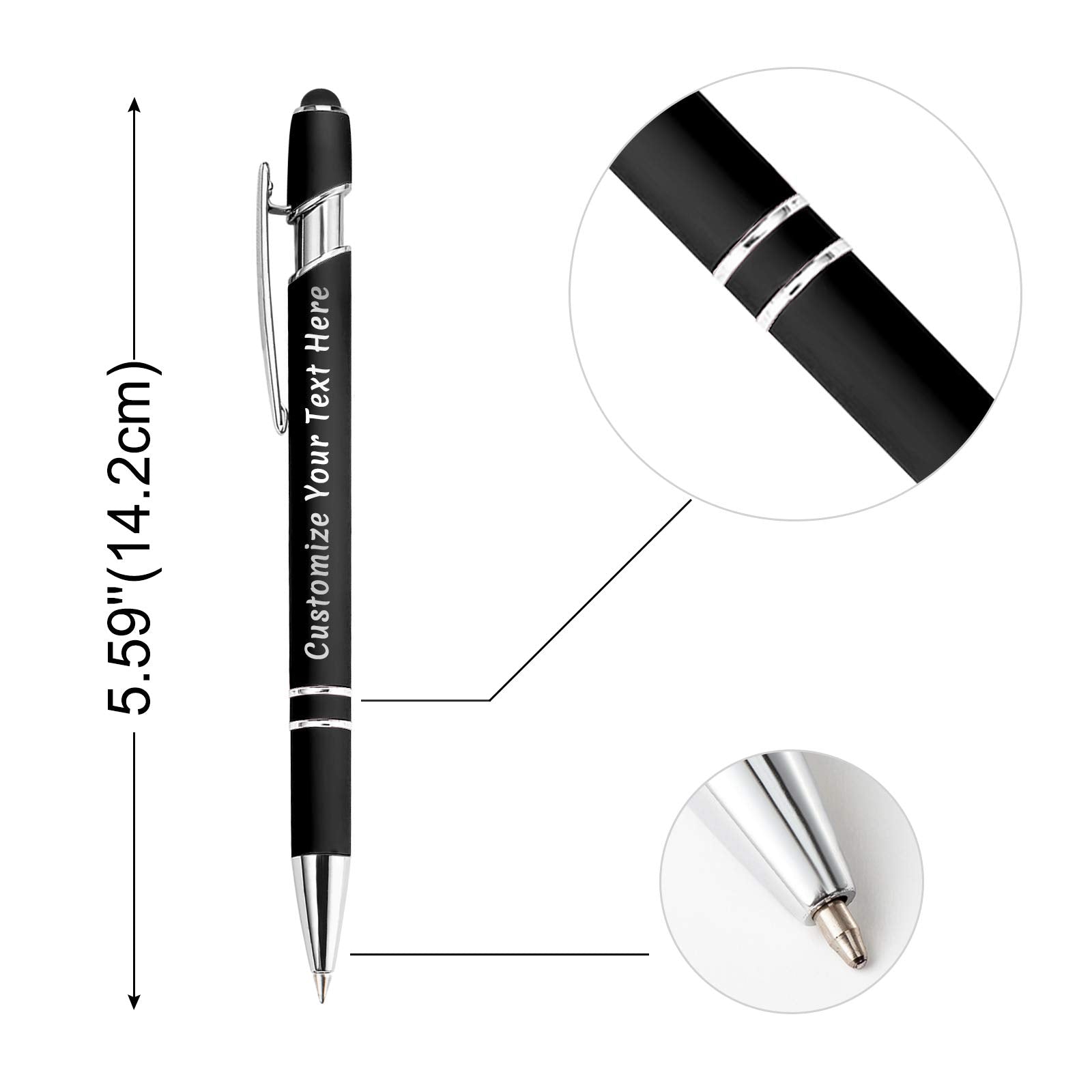 Up to 504 Pcs Personalized Pens with Stylus Name Free Engraving,Custom Metal Pens for Men Women