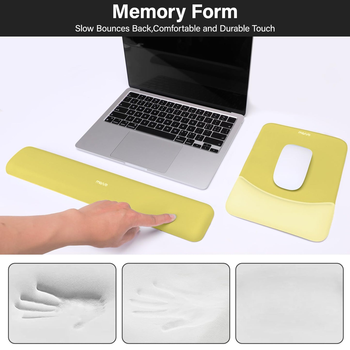 MOSISO Wrist Rest Support Mouse Pad & Keyboard Set, Yellow