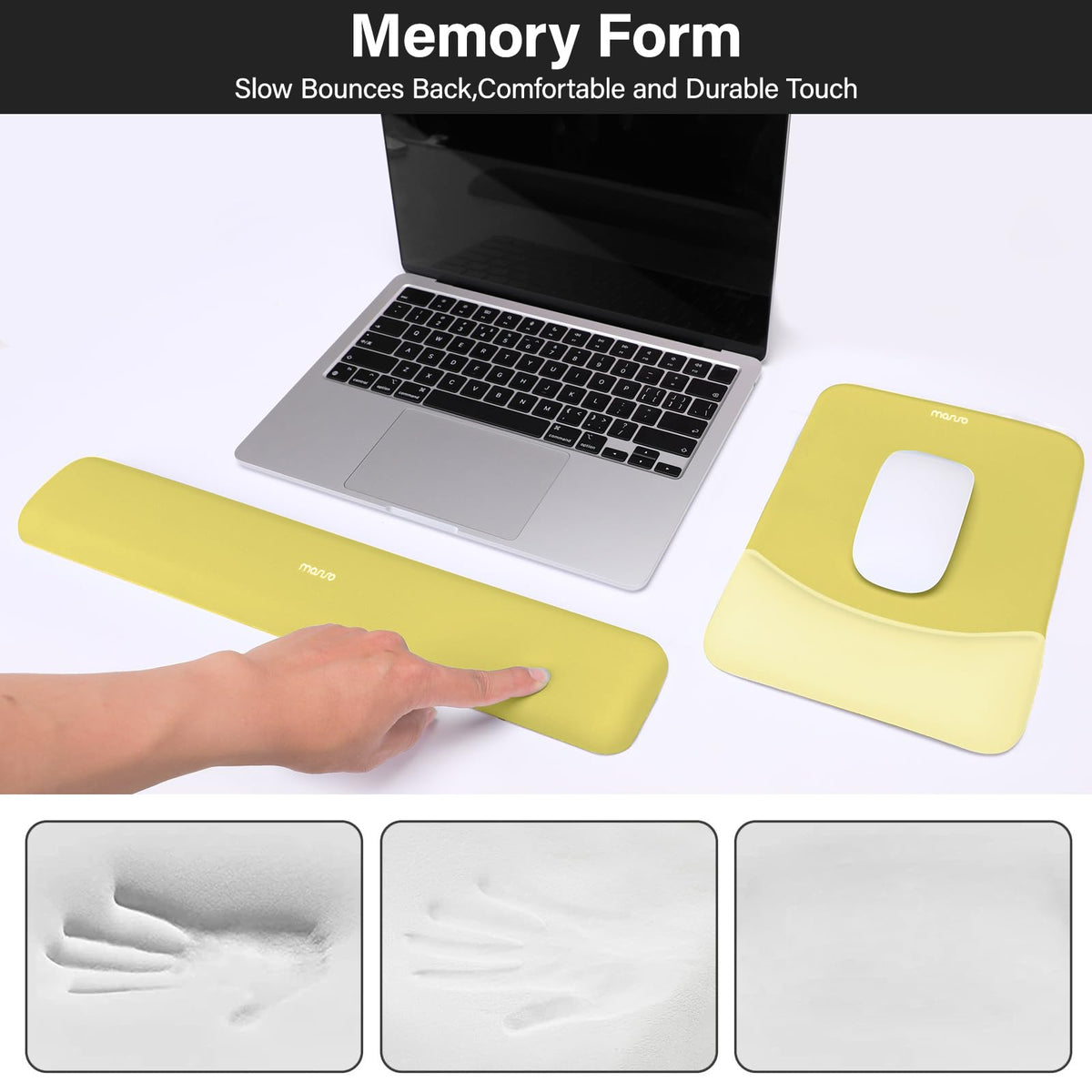 MOSISO Wrist Rest Support Mouse Pad & Keyboard Set, Yellow