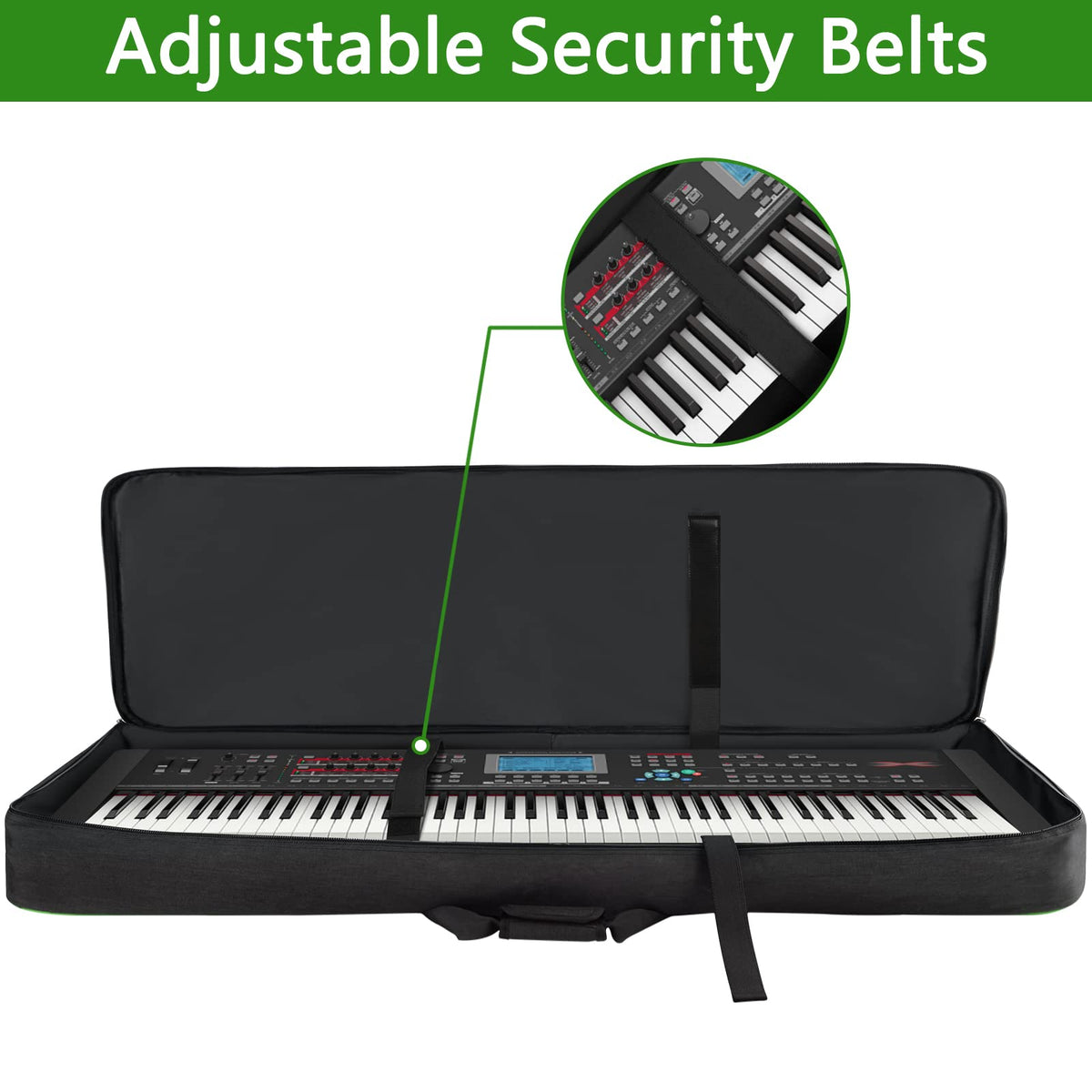 SNIGJAT 88 Key Keyboard Case Soft with Padded Shoulder Straps, Green