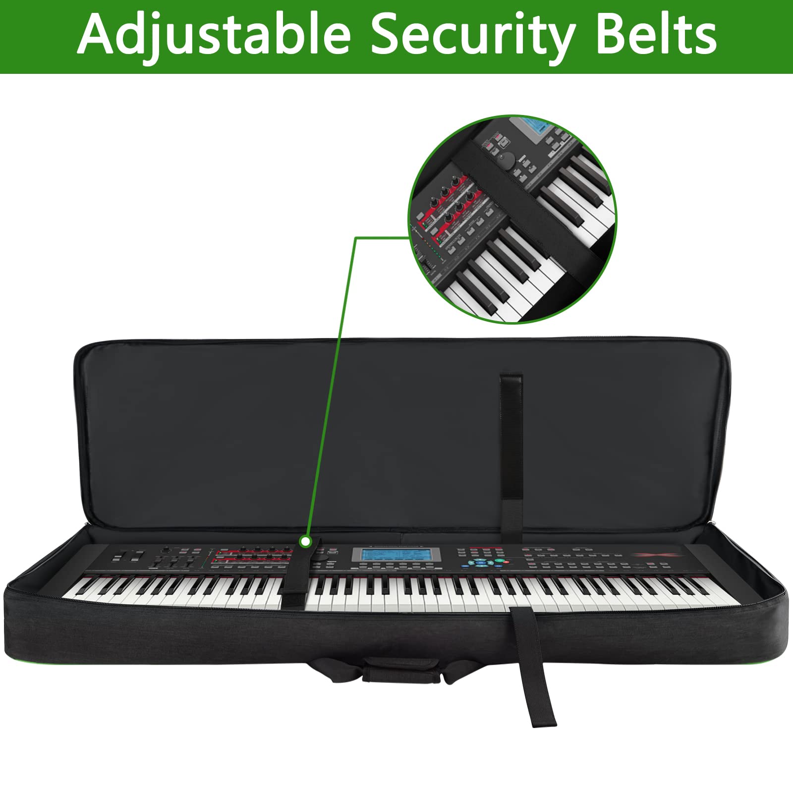 SNIGJAT 88 Key Keyboard Case Soft with Padded Shoulder Straps, Green