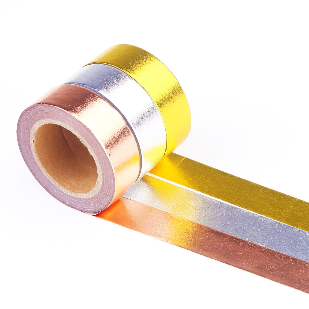 DECORA 3 Pieces Gold Washi Masking Tape Collection Premium DIY Arts & Crafts Tape and Gift Wrapping
