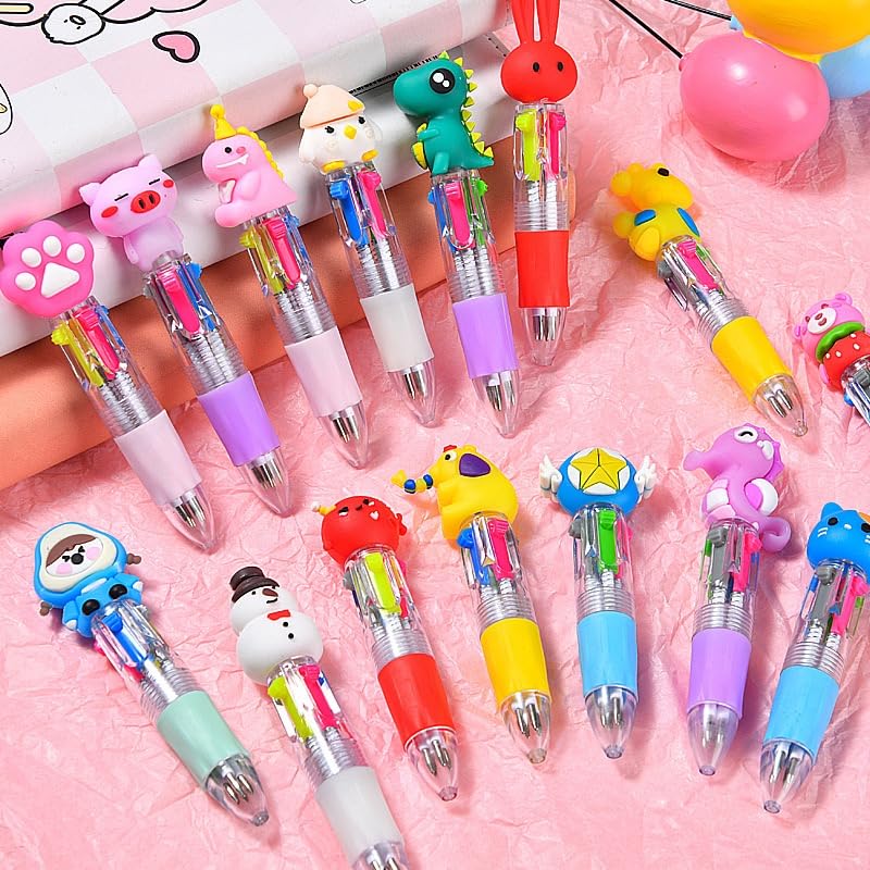 30 Pack Cute Multicolor Pens - Kawaii 4 in 1 Colors Ballpoint Pens for Office School,Classroom