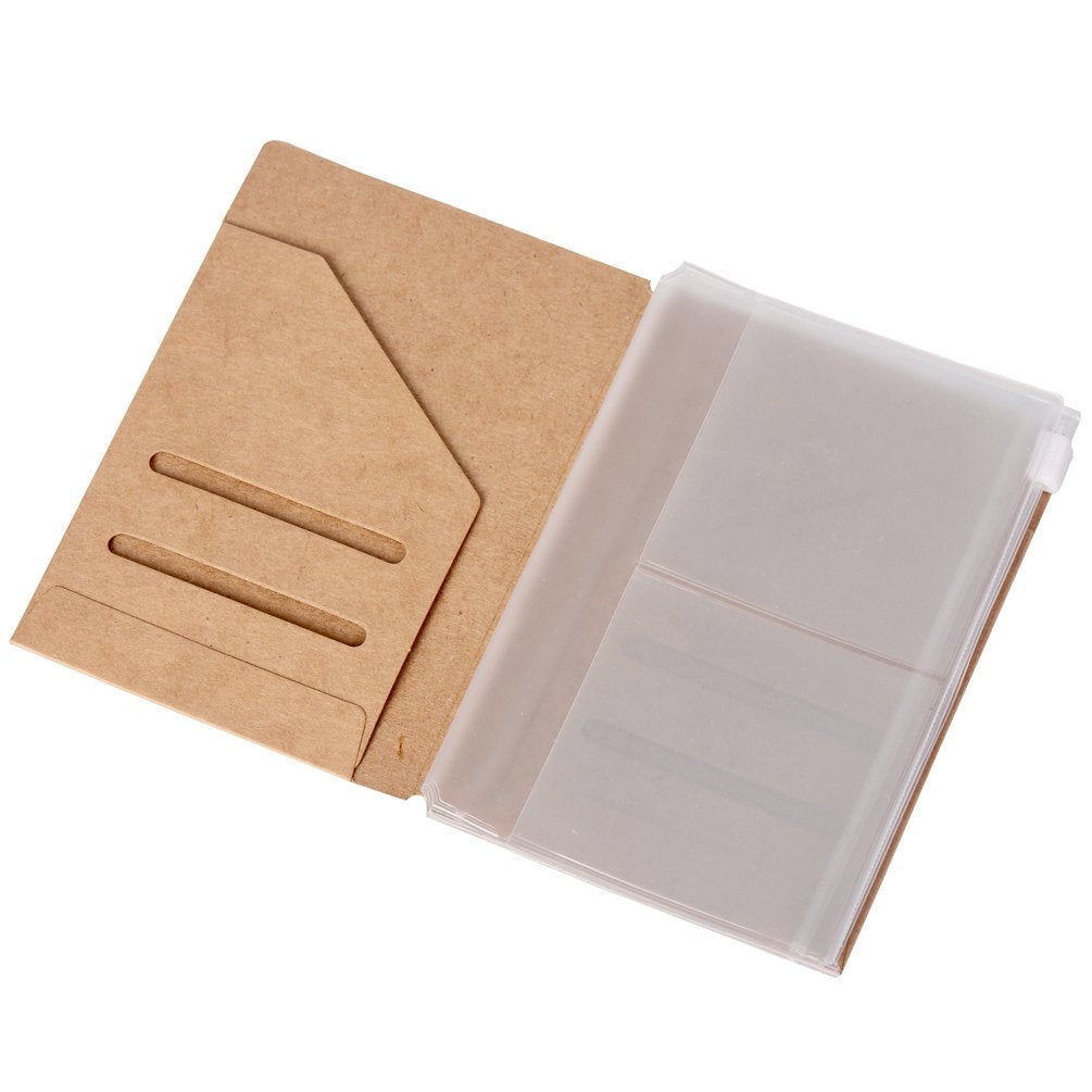Zipper Case & Kraft Folder Refill Inserts for Passport Size Travelers Notebook, 3.5"x4.9"