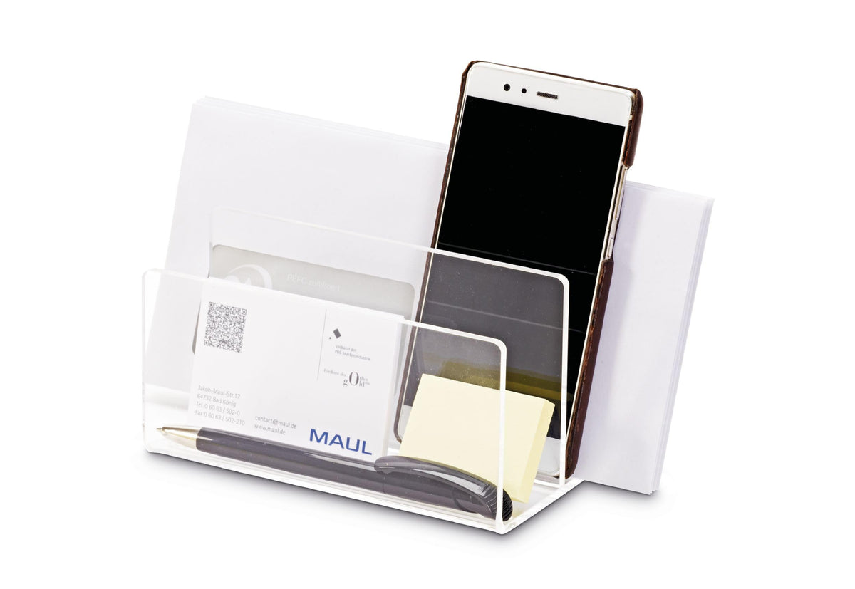 MAUL 1952005 Acrylic Card Holder 2 Compartments Clear