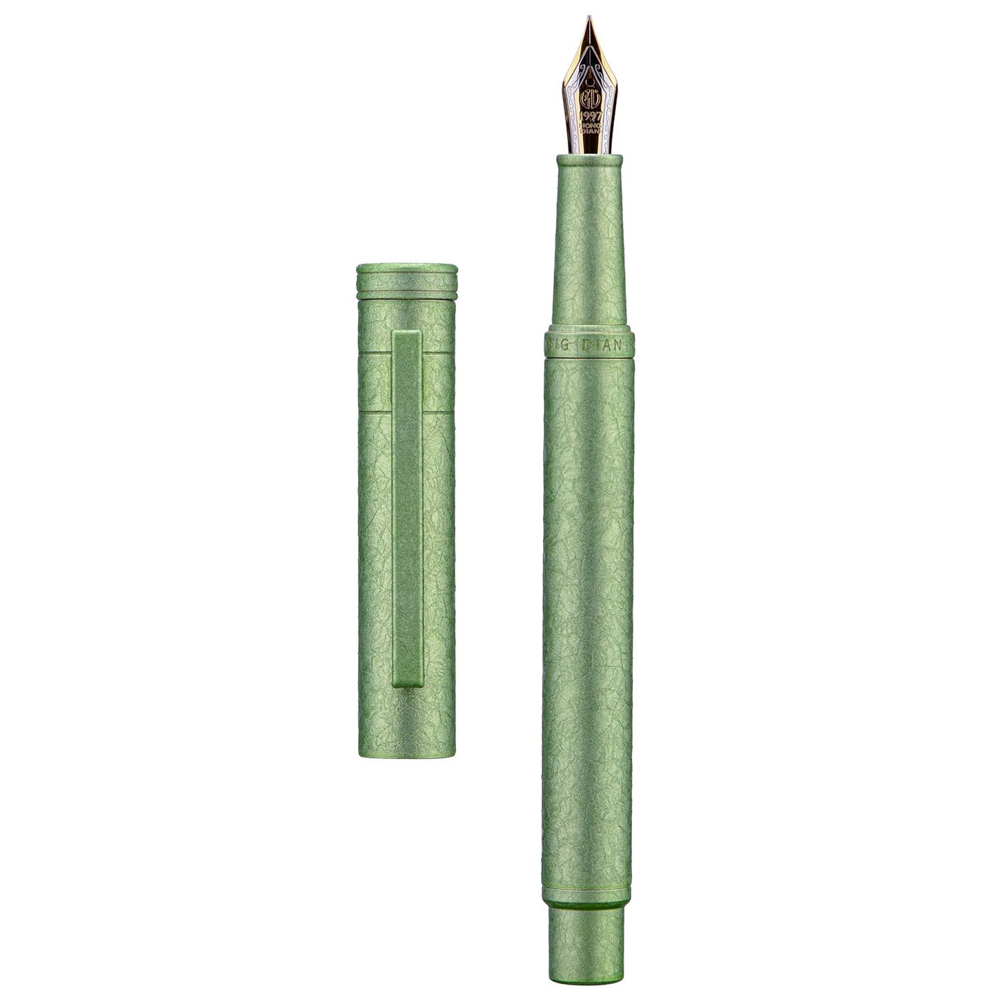 Hongdian 1851 Forest Fountain Pen Applegreen Ice Flowers, Fine Nib Classic Design with Converter