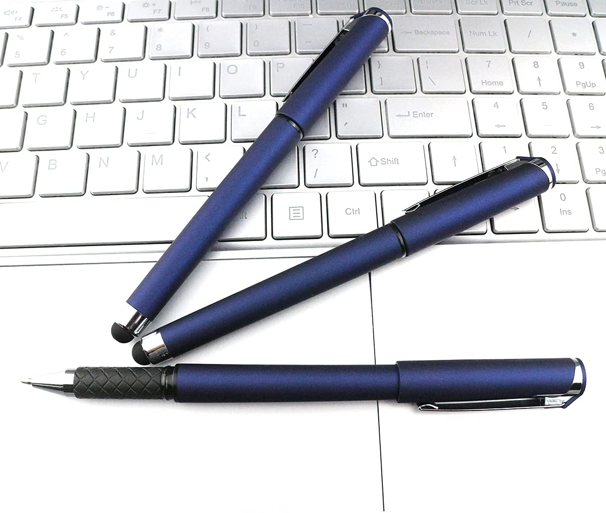 Black Gel Ink Rollerball Pens 0.7mm Gel Pens 2-in-1 Stylus Pens Medium Point Pen for Office, Black