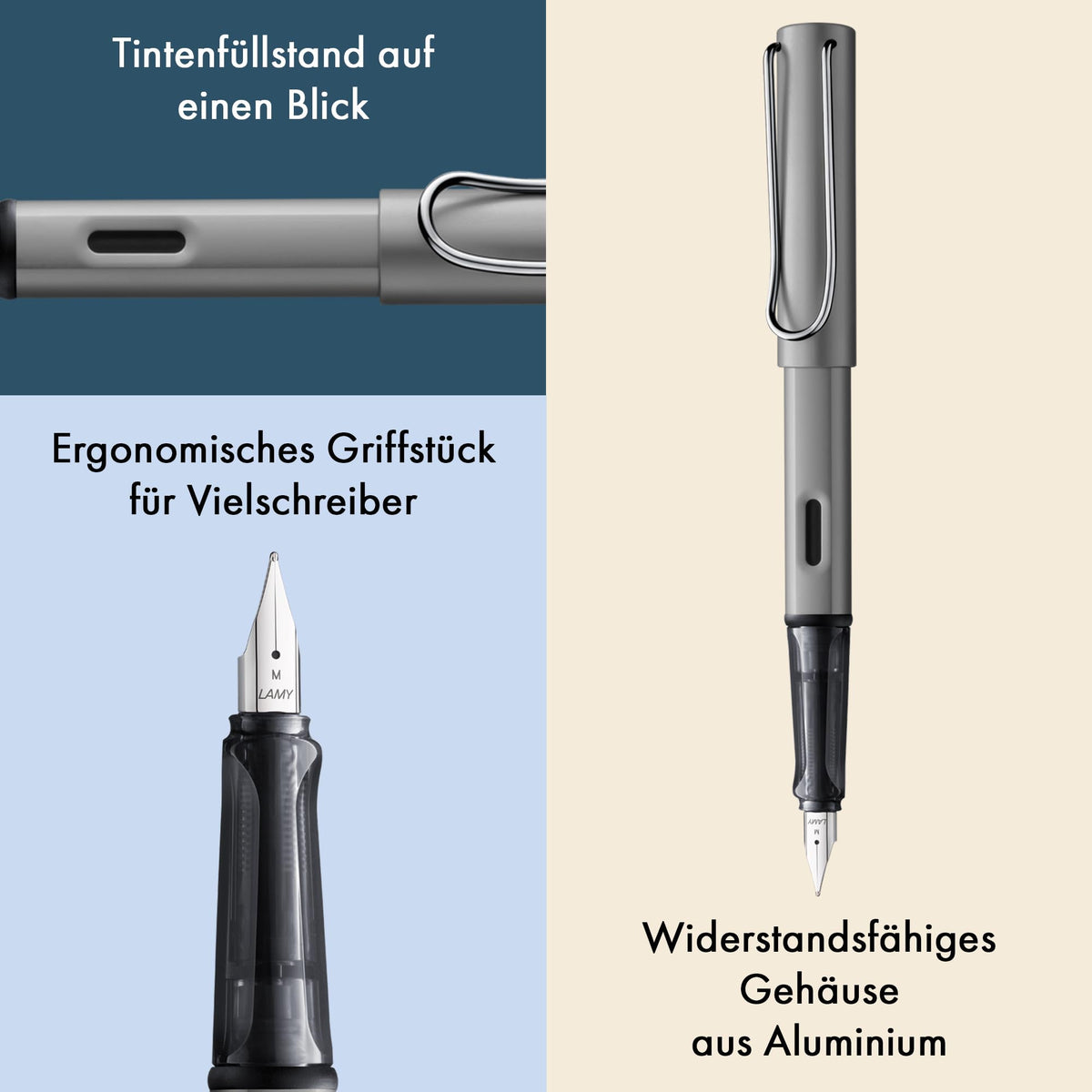 LAMY AL-star graphite - Fountain Pen with ergonomic grip & polished steel nib in size EF