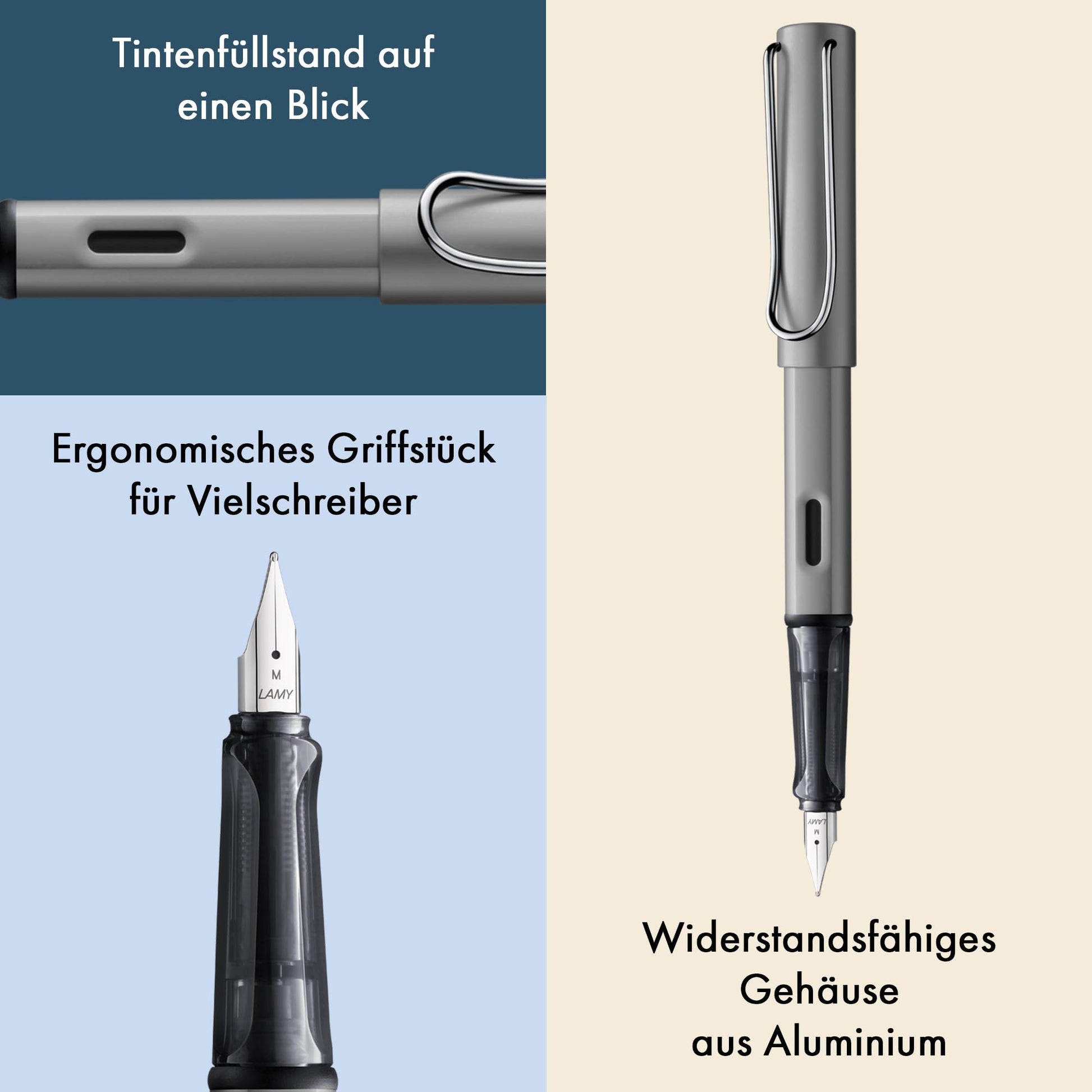 LAMY AL-star graphite - Fountain Pen with ergonomic grip & polished steel nib in size EF