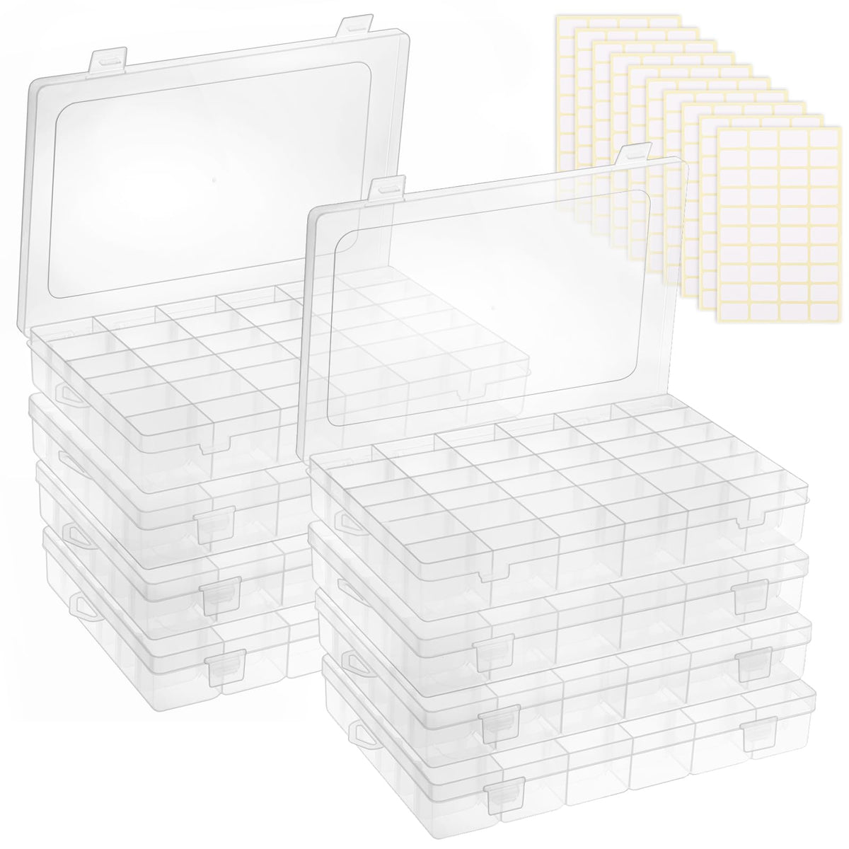 Bead Organizer Storage 8 Pack 36 Grid Jewelry Tackle Craft Box Adjustable
