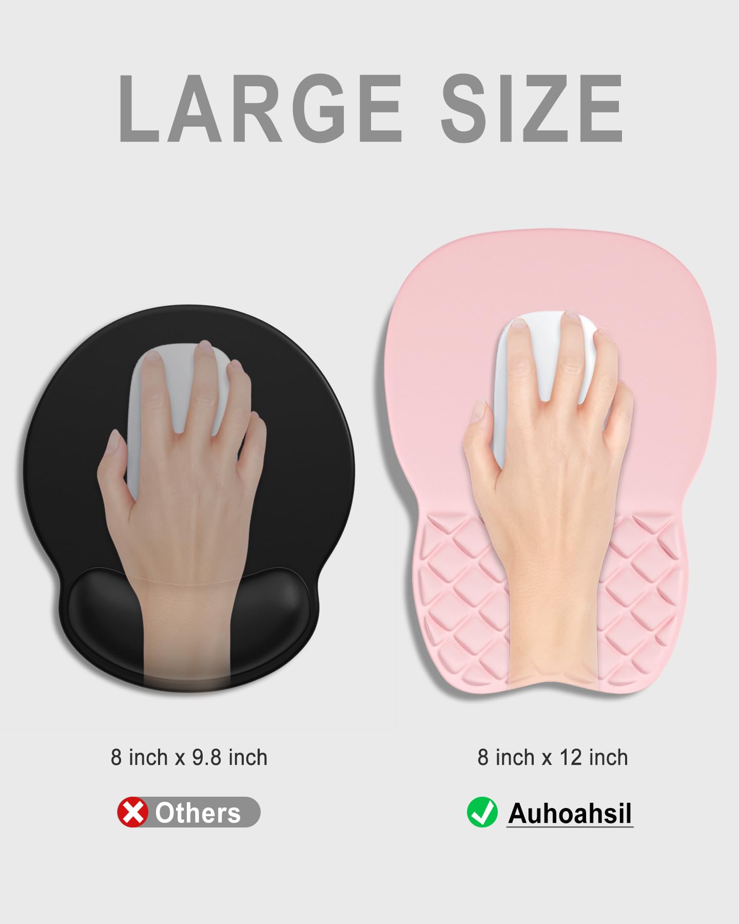 Auhoahsil Ergonomic Mouse Pad with Wrist Rest, Comfortable Slope Computer Mouse Mat with Wrist