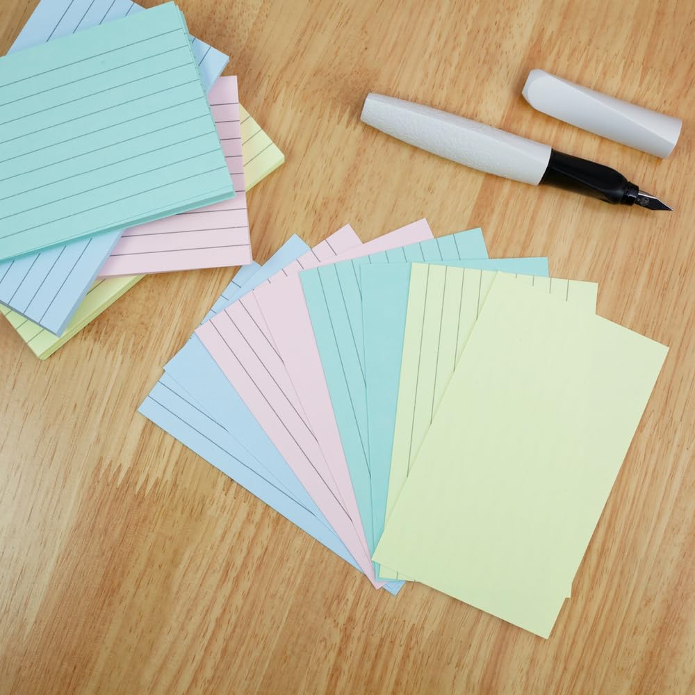 SUMMIT Flash Cards, Lined Revision Cards, Pastel Assorted, 7.5 x 12.5cm, 400 Pack