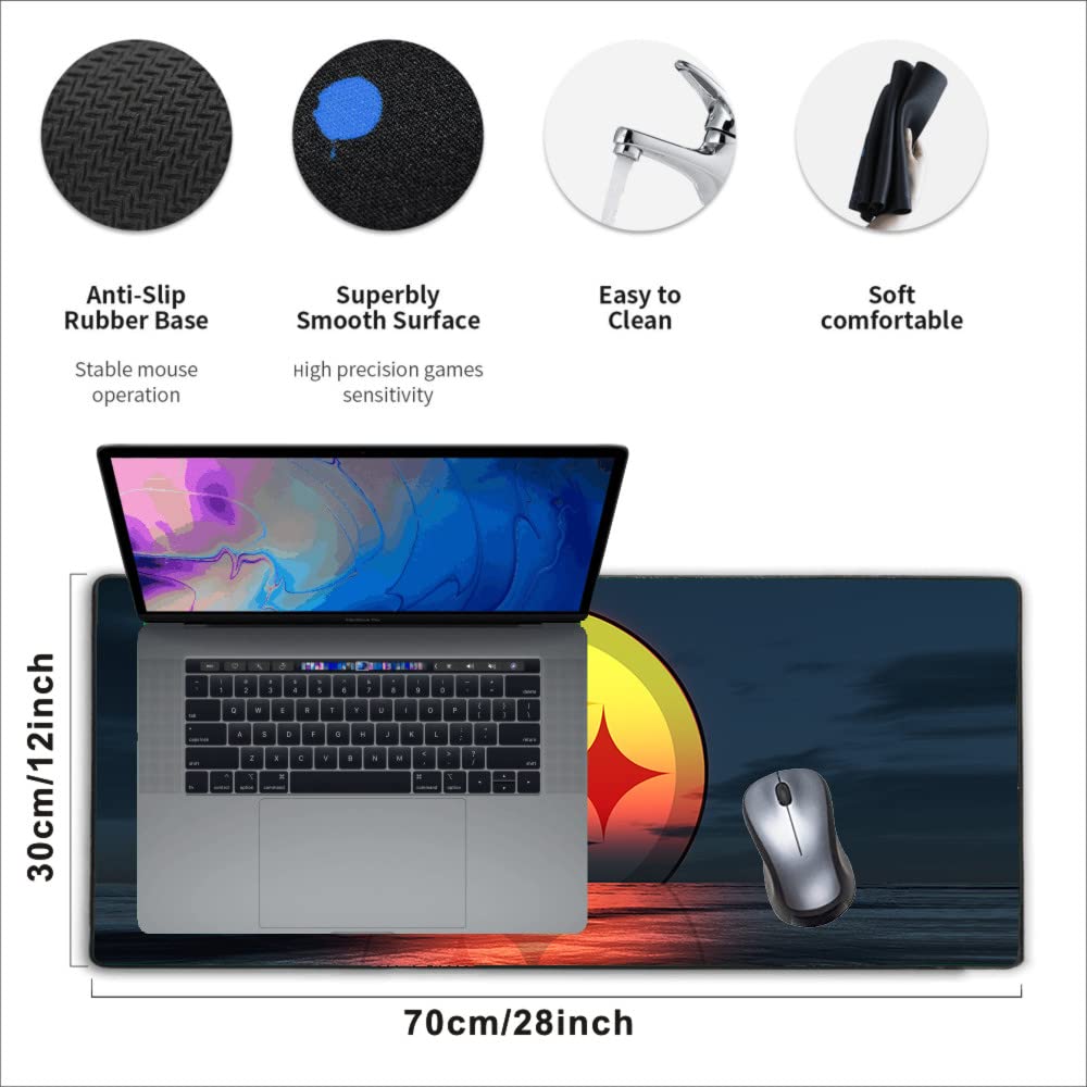 Large Gaming Mouse Pad,Stitched Edges Extended Mousepad with Non-Slip Rubber Base for Laptop